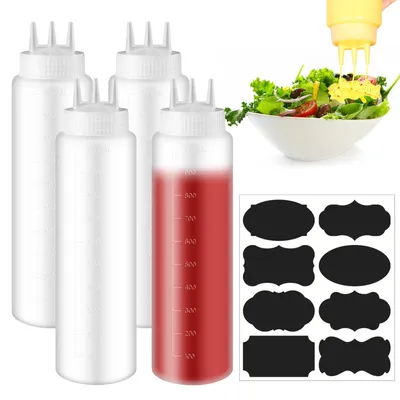 Quetschflaschen 4er-Set 1000 ml mit 3 Spritzdüsen