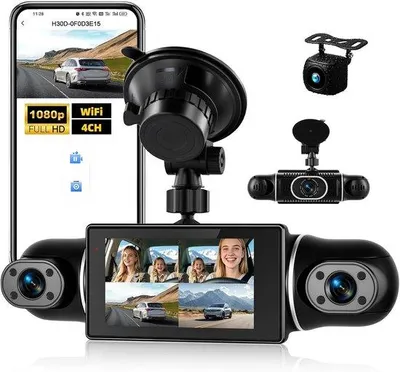 Zdjęcie produktu dla Kamera samochodowa 360° - System wielokamerowy - Przednia kamera 2K + 3 kamery 1080p - Sterowanie przez Wi-Fi i aplikację - Do samochodów