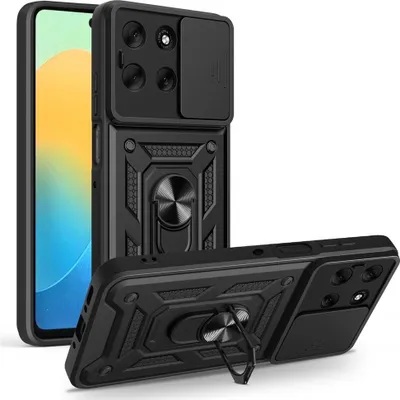 Produktbild von Motorola Moto G56 Hülle - Coverup Armor Ring Ständer Back Cover mit Kamera Schutz - Schwarz