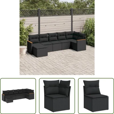 Produktbild von The Living Store 7-tlg. Garten-Sofagarnitur mit Kissen Schwarz Poly Rattan
