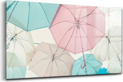Obrázok produktu pre Obraz z tvrdeného skla - Maľovanie Stien - Temperované Sklo - 120x60 cm - Dáždniky