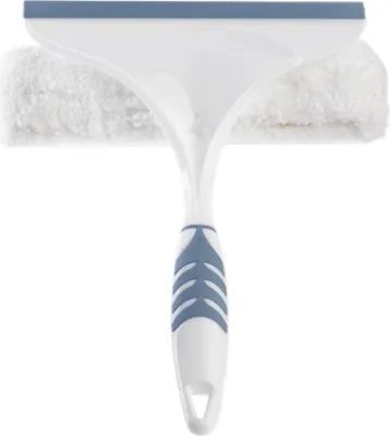 Image de Racloir pour fenêtres et vitres - Racloir en microfibre - Nettoyage sans traces - Pour fenêtres et miroirs - Avec poignée - Blanc