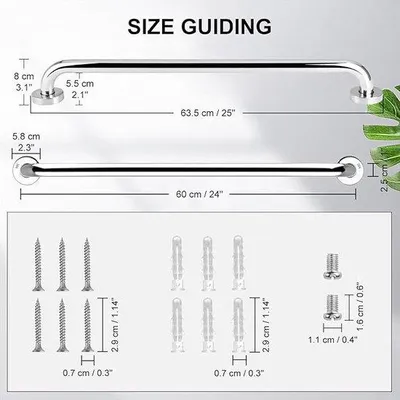 Zdjęcie produktu dla Uchwyty łazienkowe z tworzywa sztucznego w kolorze białym, 60 cm