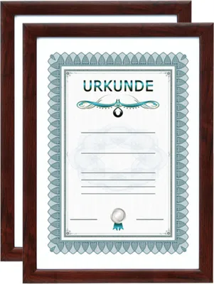 Produktbild von 2er 3er 5er 10er Pack Dokument Bilderrahmen 21x29,7 DIN A4 Urkunde Foto Rahmen - Farbe: 2er Pack Mahagoni II