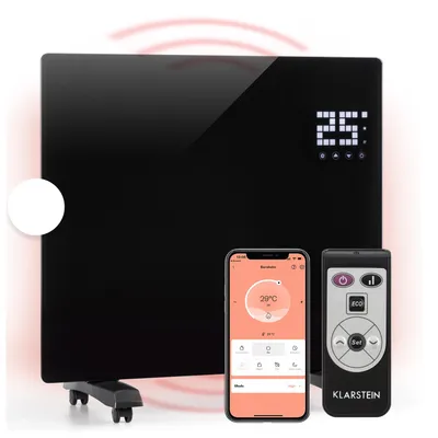 Obrázek produktu pro Klarstein Elektrický ohřívač, konvektor s podlahovými válečky, mobilní elektrický ohřívač, energeticky úsporný, tichý elektrický ohřívač, samostatný elektrický ohřívač s termostatem a ovládáním pomocí aplikace, 1000 W