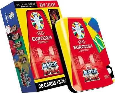 Obrázek produktu pro Topps/Merlin UEFA EURO 2024 Trading Cards Booster Tin Assortment (12)