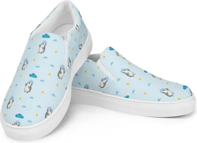 Produktbild von Mr. & Mrs. Panda Damenschuhe Pinguin Duschen Größe 38 - Blau - Geschenk, Loafer Damen, Dusche, Mokassins, Singen, Halbschuhe, Duschkonzert, Motivation, Slipper