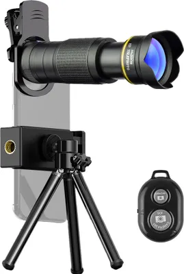 Produktbild von 36-faches Telefon-Teleobjektiv-Set mit Mini-Stativ, Telefonclip, Telefonhalter, Objektivtasche, Reinigungstuch zum Wandern, Camping, Tierbeobachtung, Mond, Sport, Spiele, Konzertschauen