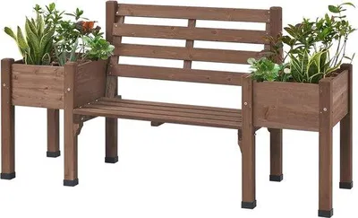 Produktbild von Famanu Gartenbank mit Pflanzenbox - Wetterfeste 2-Sitzer Bank für Garten und Balkon