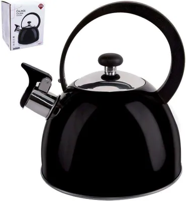 Produktbild von ORION Wasserkessel modern aus Edelstahl Flötenkessel SCHWARZ 1,8L Gas Induktion