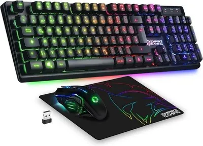 Zdjęcie produktu dla Bezprzewodowy zestaw do gier, układ klawiatury QWERTZ, 2,4 GHz, podświetlenie RGB, ergonomiczny, 4800 dpi