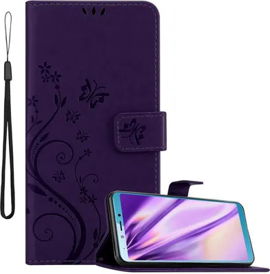 Produktbild von Cadorabo Hülle für Samsung Galaxy A6s Schutz Hülle in Lila Schutzhülle Handy Hülle Etui Case Blumen Flower