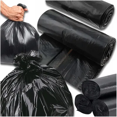 Image de Sacs poubelle noirs classiques et robustes de 60 litres, 1 rouleau