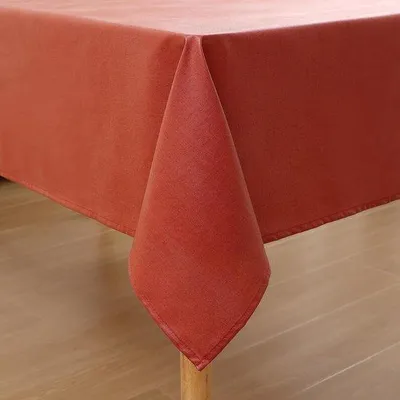 Produktbild von Famanu Tischdecke, Leinenlook, abwaschbar, mit Lotuseffekt, rechteckig, 140 x 300 cm, wasserabweisend, terrakotta