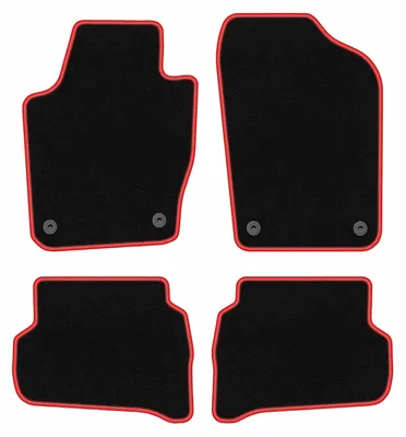 Image de Tapis de sol en moquette noir/rouge pour Seat Ibiza IV 6J 2008-2017 4 pièces