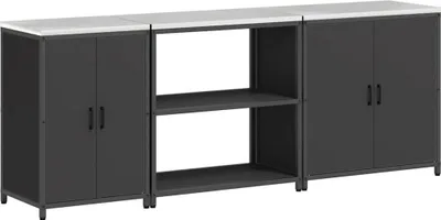 Produktbild von Aufbewahrungsset für die Küche mit Regal 3 pcs Schwarz Stahl