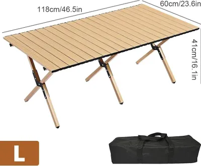 Produktbild von Outdoor Campingtisch - Klappbarer Rolltisch - Tragbar - Kohlenstoffstahl - Für 4 Personen - Mit Tragetasche - Größe L