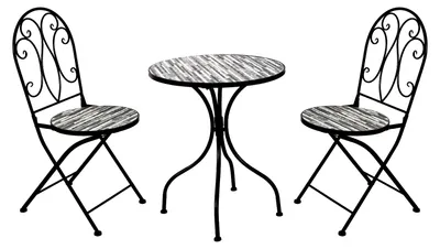 3tlg. Mosaik Sitzgruppe Gartengarnitur Ø60cm Steinoptik
