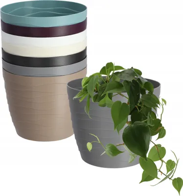 Produktbild von KADAX Blumentopf aus Kunststoff "Ufra", einfacher Pflanztopf, runder Topf, 11 cm, Grau