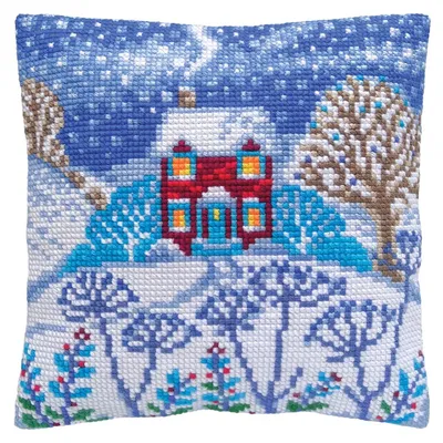 Produktbild von CDA Kreuzstichkissen Set "Schöner Winter", bedruckt, 40x40cm