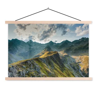 Produktbild von MuchoWow® Textilposter Die Alpen in Österreich 120x80 cm mit holzfarbenen Rahmen - Aufhängeset