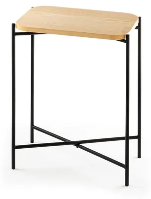 Image de Table basse dappoint en bois et métal noir et naturel 40 x 56 x 26 cm