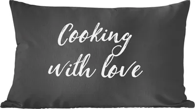 Produktbild von MuchoWow® Zierkissen Sofakissen Wohnzimmer Dekokissen 60x40 cm Zitate - Kochen - Liebe - Sprichwörter - Kopfkissen - Polster mit Foto