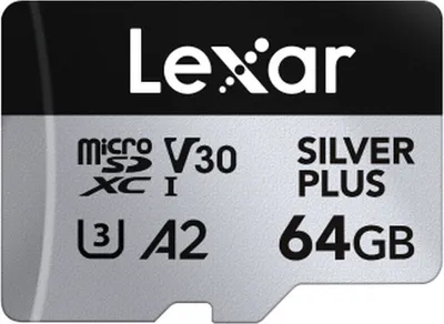 Image de LEXAR Carte microSDXC Silver Plus UHS-1 64Go R205/W100 V30