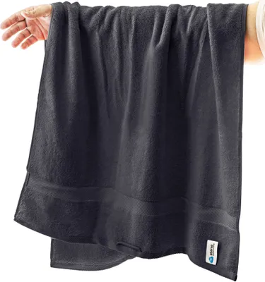 Produktbild von ETÉREA Saunahandtuch 80x200cm [100% BAUMWOLLE] - Carli Graphit - Frottee Saunatuch weich und saugstark - Handtücher Groß 80x200cm - Badtextilien - Bath Towel -  Qualität 500 g/m²
