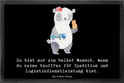 Produktbild von Mr. & Mrs. Panda Schmutzfangmatte Kauffrau für Spedition und Logistikdienstleistung Herz 40 x 60 cm - Schwarz - Geschenk, Sauberlaufmatte, Eingangsmatte, Spruch, fußmatte