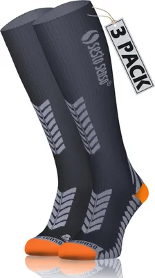 Produktbild von Sesto Senso Sportliche Kniestrümpfe Uni Hohe Atmungsaktive Sportsocken Grau 47-50 - 3er-Pack