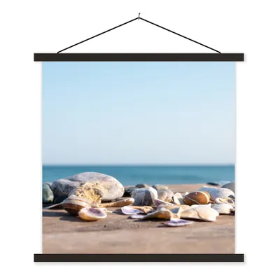 Produktbild von MuchoWow® Textilposter Muscheln - Strand - Meer - Sommer - Sonne 40x40 cm mit schwarzem Rahmen - Fotos