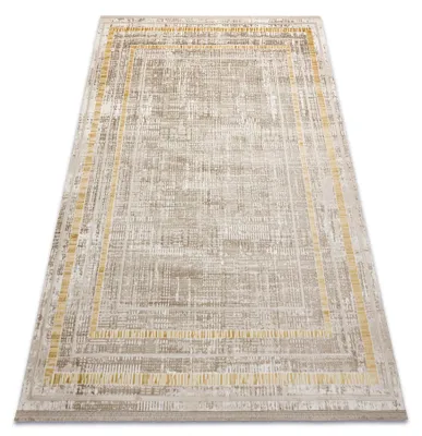 Image de Tapis moderne DUKE 51523 beige / or - Cadre, structuré, très doux, franges beige 120x170 cm