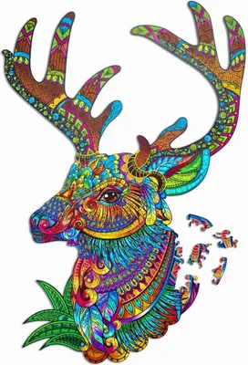Image de Puzzle en bois Cerf de conte de fées L