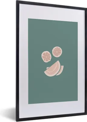 Produktbild von MuchoWow® Gerahmtes Poster Sommer - Obst - Pastell 40x60 cm - Poster mit Schwarzem Bilderrahmen Wandposter Rahmen Foto Bilder - Poster in Rahmen