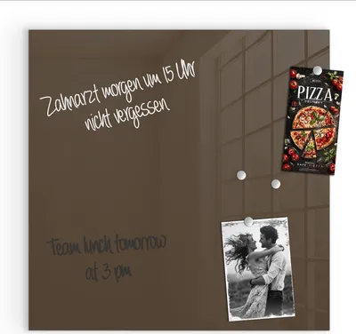 Produktbild von Magnettafel 50x50cm Pinnwand Whiteboard beschreibbar - Dunkelbrauner Hintergrund