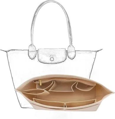 Produktbild von Famanu Tasorganizer L – Filz-Einsatz mit mehreren Fächern – Handtaschen-Organizer für Damen-Einkaufstaschen mit langen Griffen