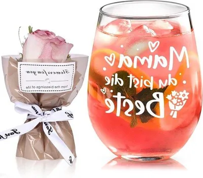 Produktbild von Einzigartiges Weinglas als Muttertag-Geschenk mit liebevoller Botschaft - 520 ml Fassungsvermögen