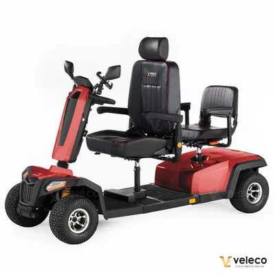 Immagine prodotto di Veleco Sharpy TWIN - Scooter elettrico per 2 persone - Sedile girevole - Motore elettrico da 1400 watt - Ruote grandi (rosso)