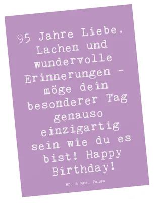 Produktbild von Mr. & Mrs. Panda Postkarte Spruch 95. Geburtstag - Lavendeltraum - Geschenk, persönliche Geschenke, Happy Birthday, Ansichtskarte, inspirierende Lebensreise, Alter