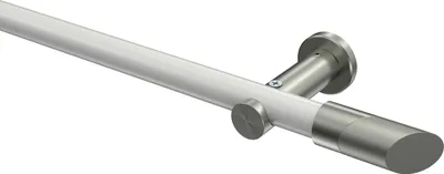 Produktbild von Interdeco Gardinenstange / Vorhangstange Weiß / Edelstahl-Optik, Typ Platon Verano (Schräge Bicolor) ohne Ringe, 20 mm Ø 1-läufig, 480 cm