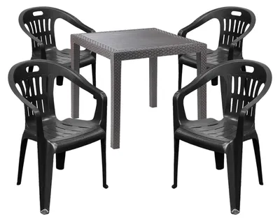 Produktbild von Outdoor-Möbel Sitzgarnitur Bistrogarnitur 5tlg Kunststoff Anthrazit