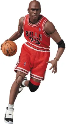 Michael Jordan action figure in a basketball pose.