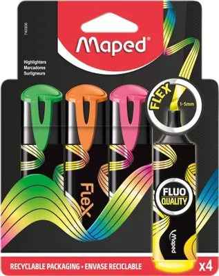 Zdjęcie produktu dla Maped 740300, 4 szt., Zielony, Pomarańczowy, Żółty, Różowy, Końcówka ścięta, 1 mm, 5 mm