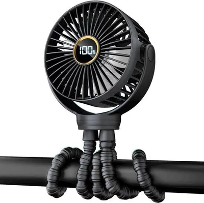 Immagine prodotto di Ventilatore da tavolo per neonati - Rotazione a 360°, 3 velocità, display - Nero - 1 pezzo