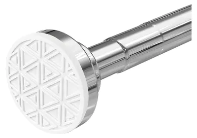 Produktbild von Teleskopstange für Duschvorhänge ohne Bohren aus Edelstahl, ausziehbare Kleiderstange, verstellbar durch Drehen, sicherer Halt für Dusche und Badewanne (Silber, 50-130cm)