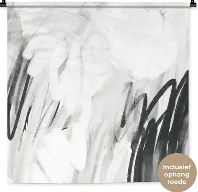 Produktbild von MuchoWow® Wandteppich Wandbehang Kunst - Abstrakt - Grau 90x90 cm Tapisserie Dekoration Wandtuch - Wandaufhänger