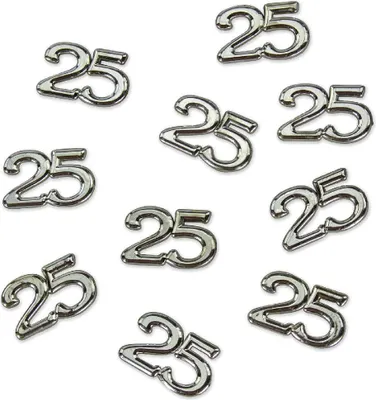 Produktbild von Oblique Unique 10x Konfetti Zahl 25 Deko Geburtstag Hochzeit Silberhochzeit Jubiläum - silber