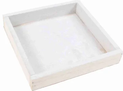 Produktbild von Holztablett quadratisch 16cm Deko Holz Tablett Platte Unterlage shabby vintage, Farbe:weiß shabby