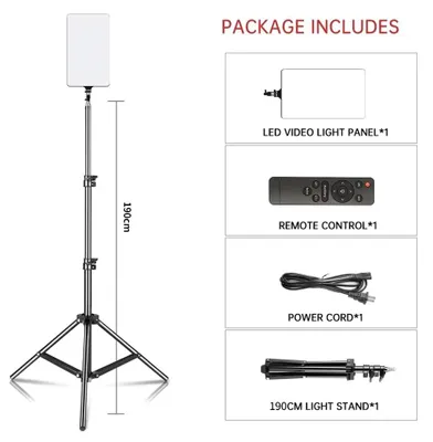 Obrázok produktu pre LED panelové svietidlo, nastaviteľná farba svetla, plynulá regulácia jasu, statív s výškou 200 cm